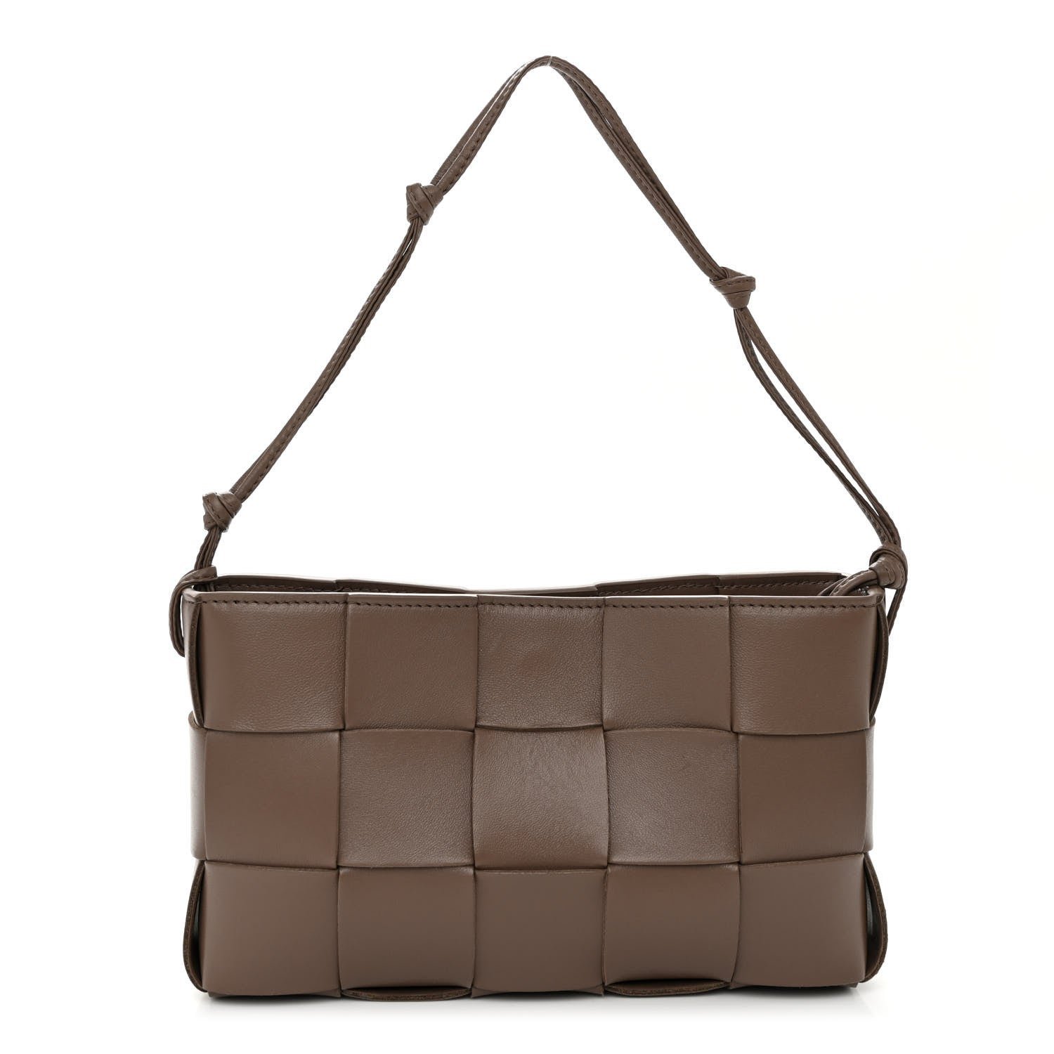 Bottega Veneta Calfskin Maxi Intrecciato Cassette Pouch On Strap Taupe Grey