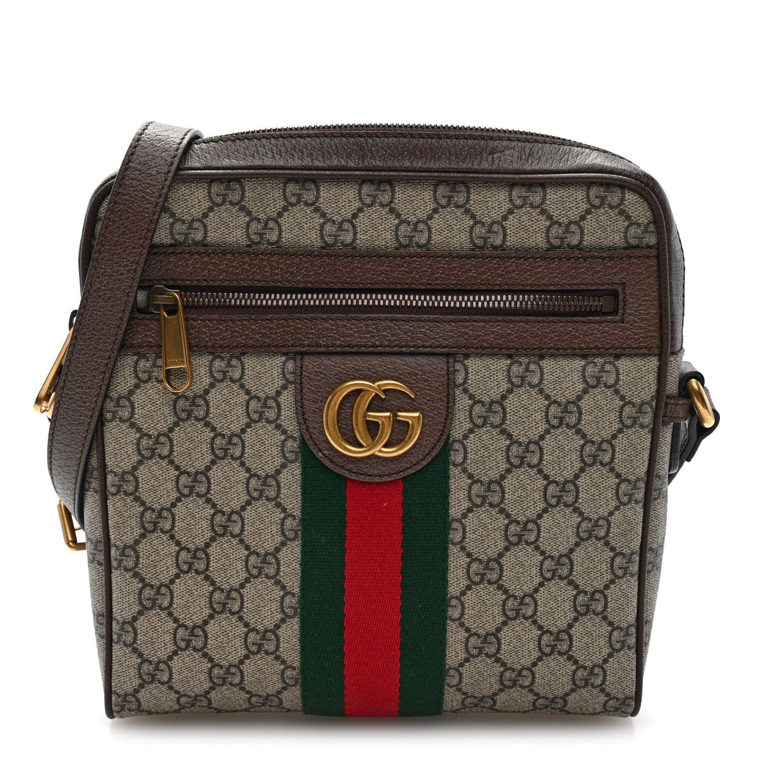 Gucci GG Supreme Monogram Web Small Ophidia Messenger Bag Brown