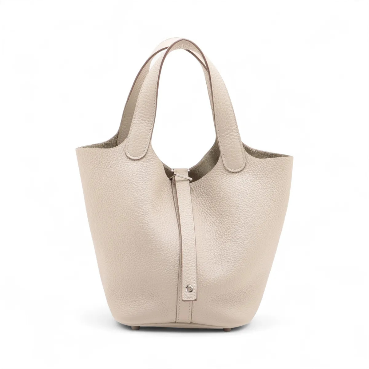 Hermès Picotin Lock 18 PM Taurillon Clemence Craie Silver Metal Fittings