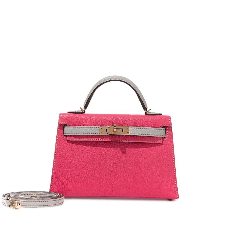 Hermes Rose Lipstick and Gris Perle Mysore HSS Mini Kelly II 20 Gold Hardware, 2021