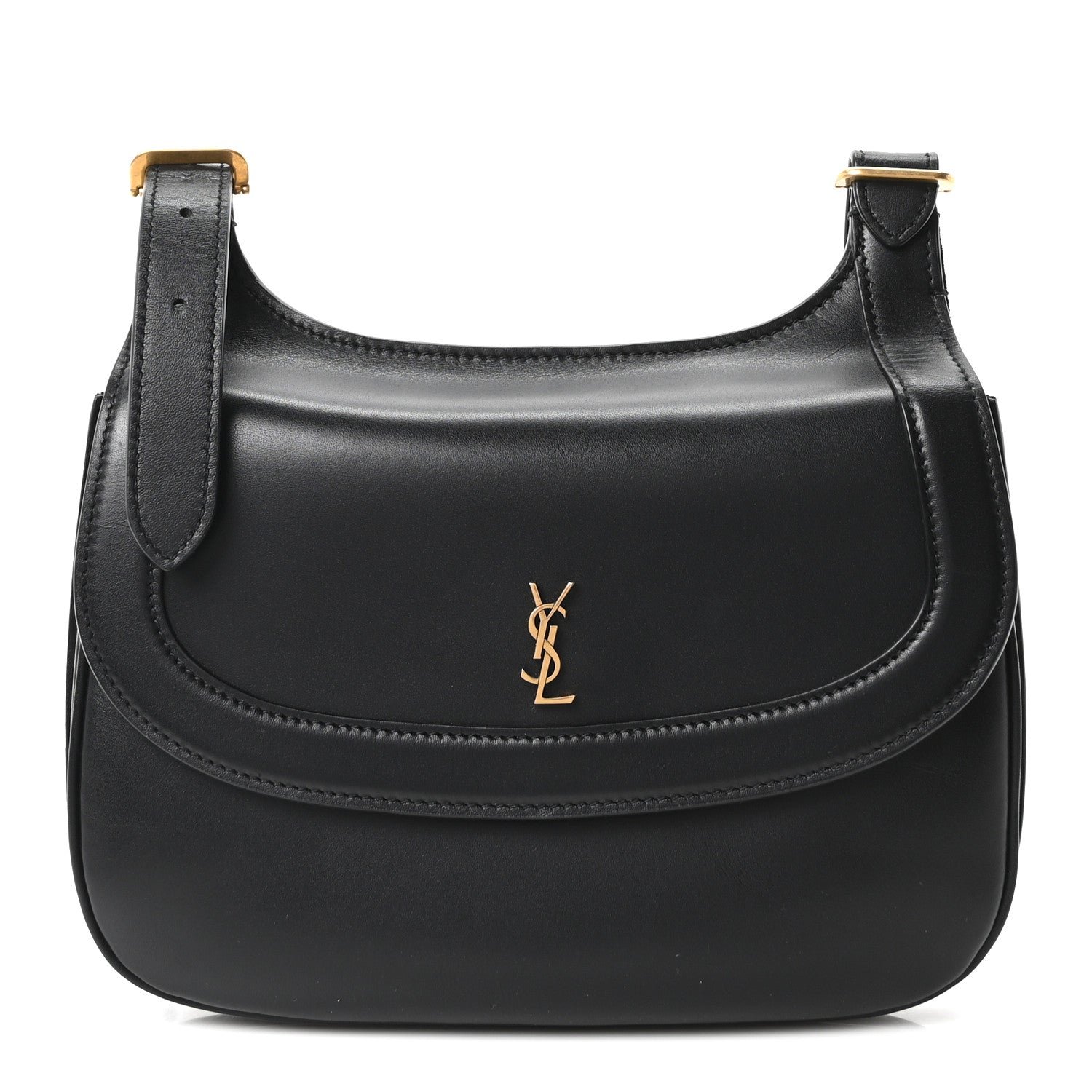 Saint Laurent Smooth Calfskin Small Charlie Shoulder Bag Black