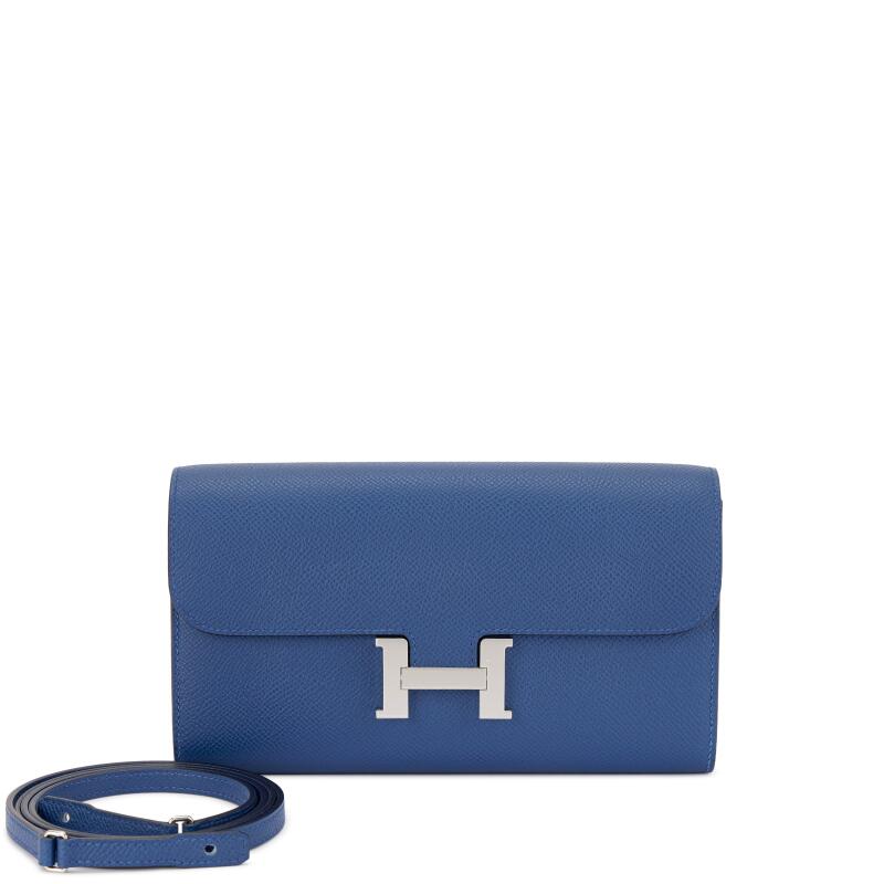 Hermes Bleu Tie Epsom Constance-To-Go Wallet Palladium Hardware, 2025