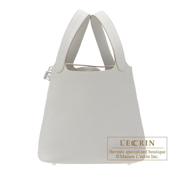 Hermes Picotin Lock bag 22/MM Pearl grey Clemence leather Silver hardware