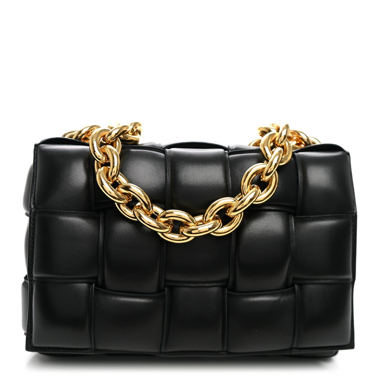 Bottega Veneta Bottega Veneta Lambskin Maxi Intreccio Padded Chain Cassette Crossbody Bag Black
