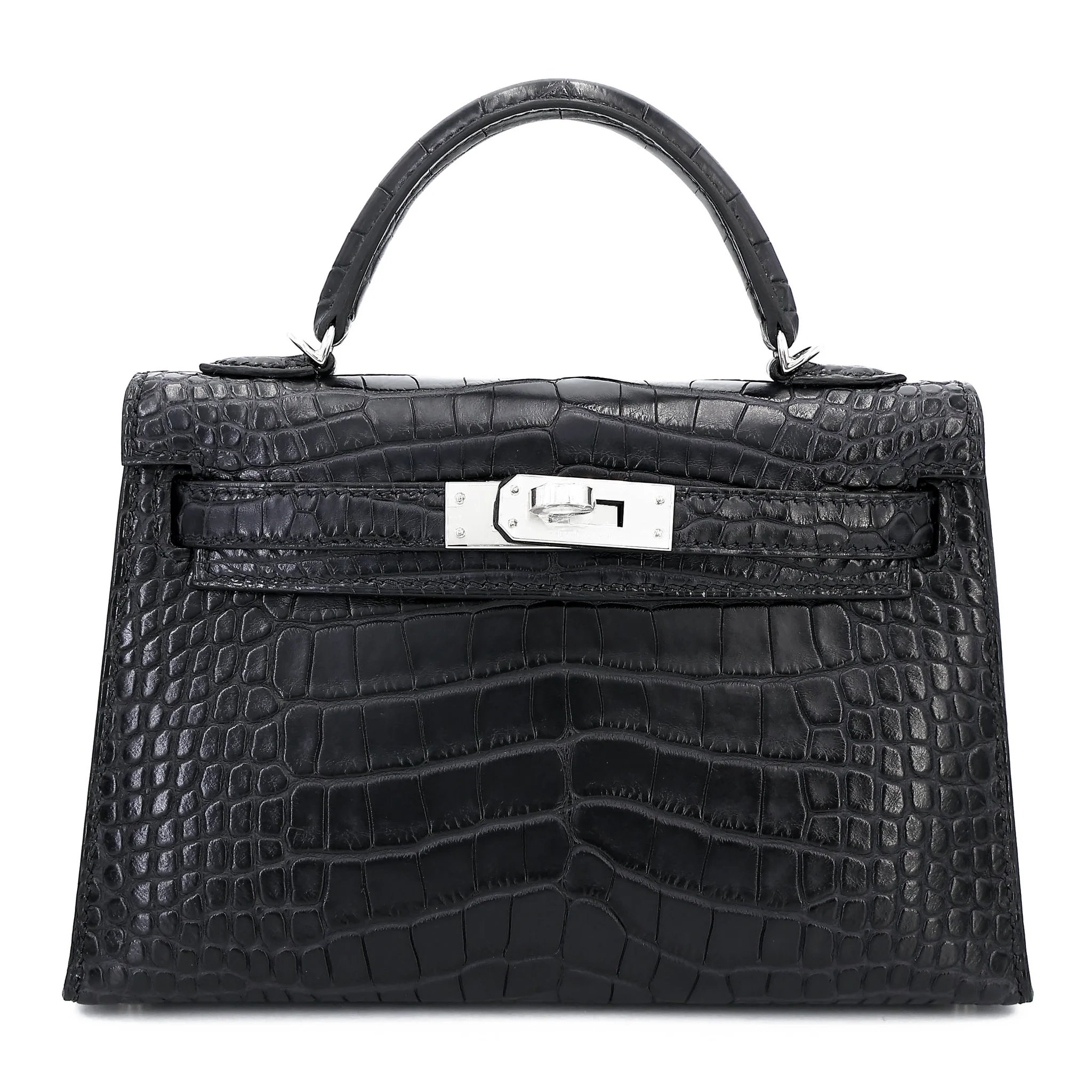 Hermes Mini Kelly II Noir (89) Matte Alligator Palladium hardware K (2025)
