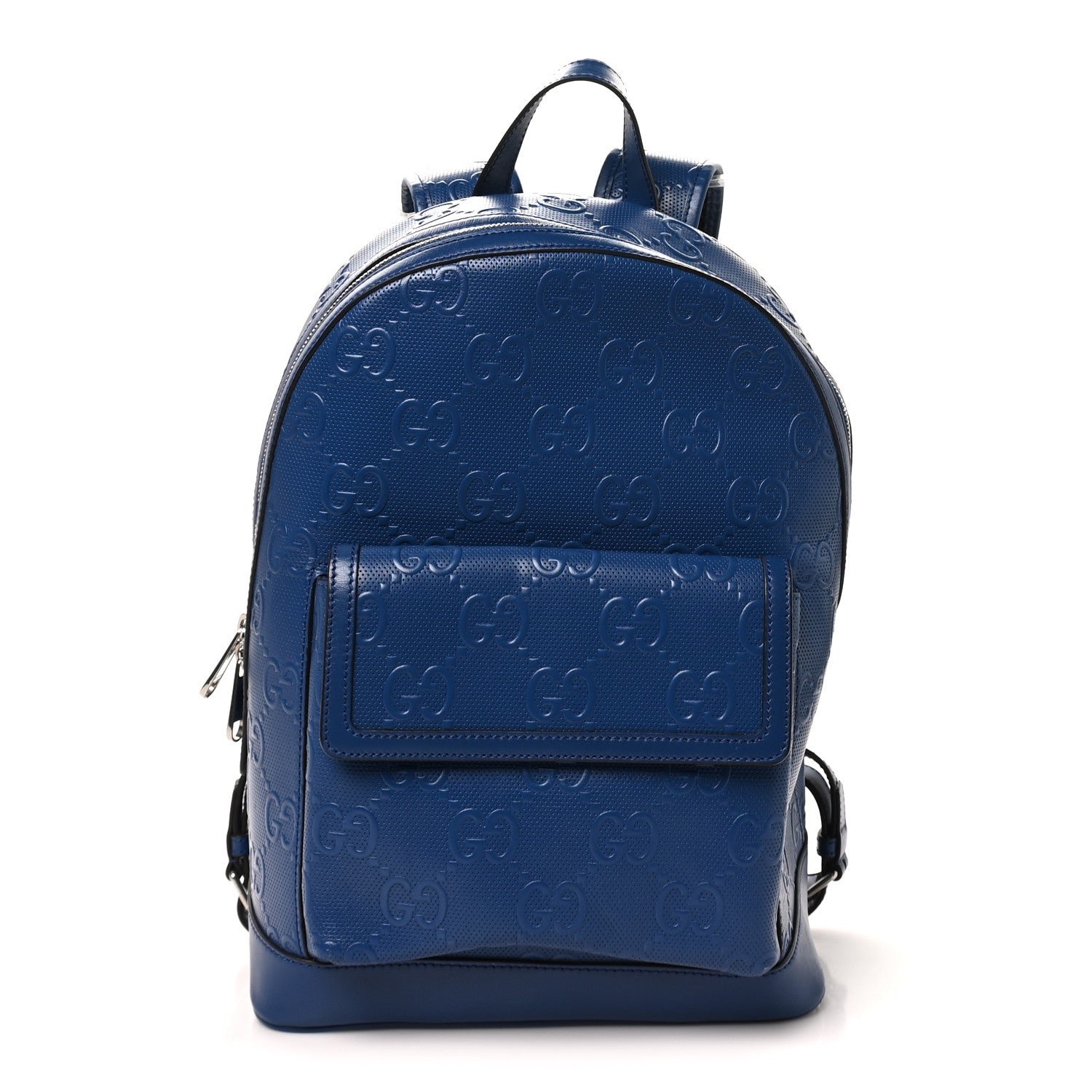 Gucci Calfskin GG Tennis Embossed Backpack Intense Metal Blue Black