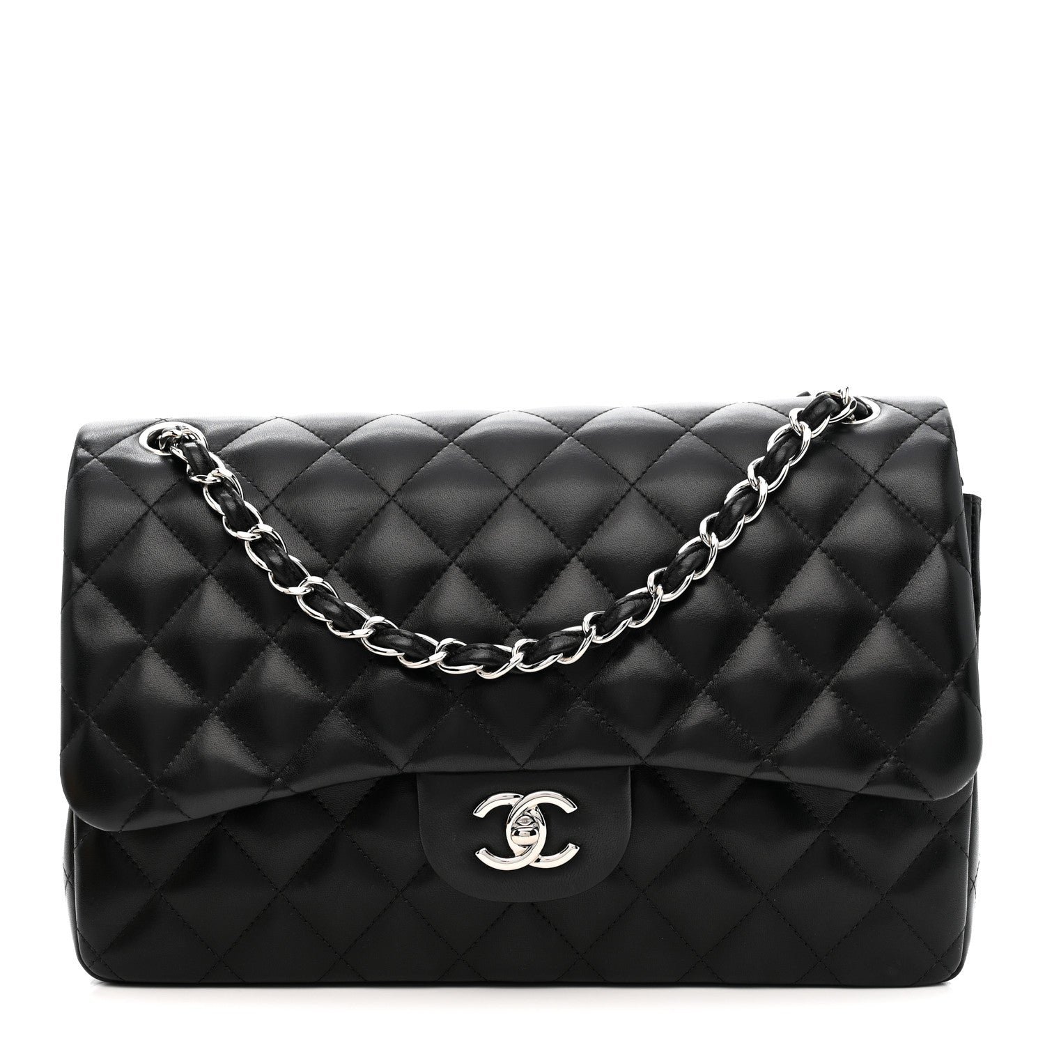Chanel Chanel Lambskin Quilted Jumbo Double Flap Black