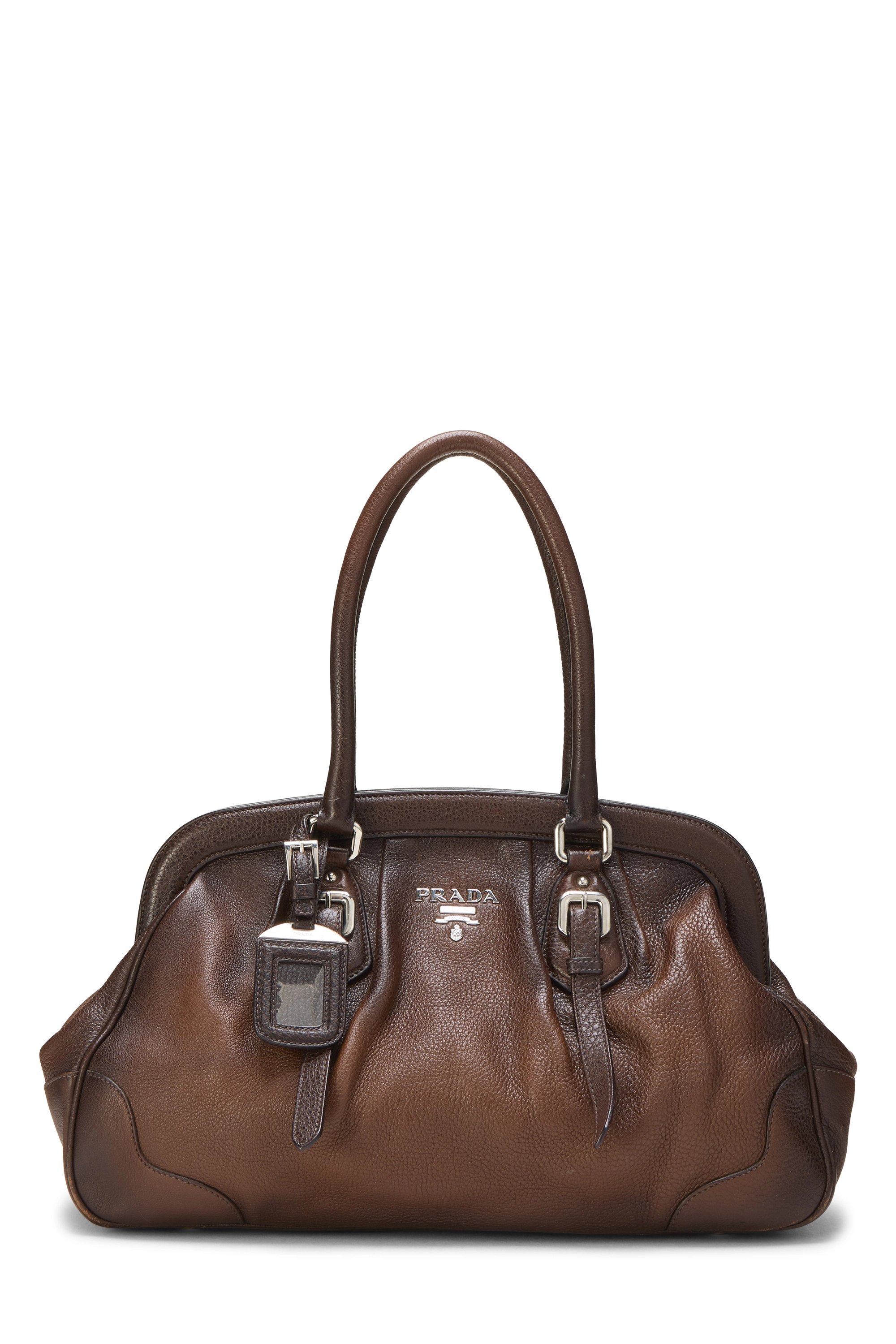 Brown Vitello Daino Frame Handbag
