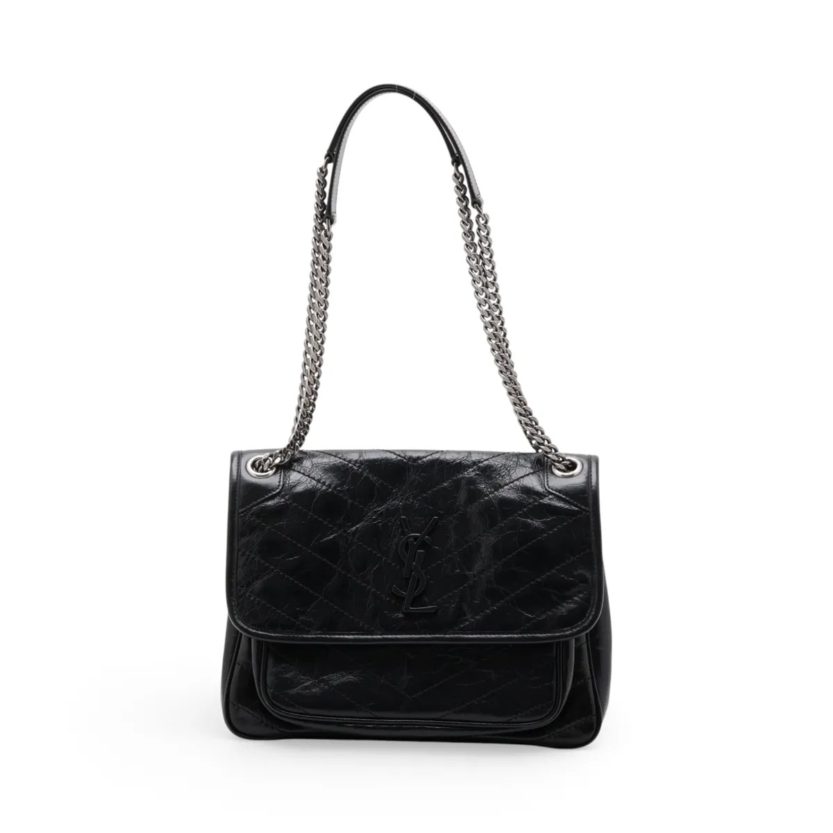 Saint Laurent Paris Niki 633158 Leather Chain Shoulder Bag Black