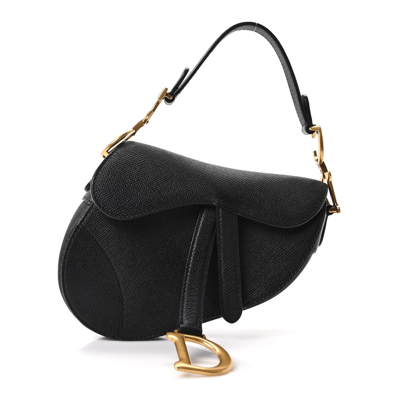 Christian Dior Grained Calfskin Mini Saddle Bag Black