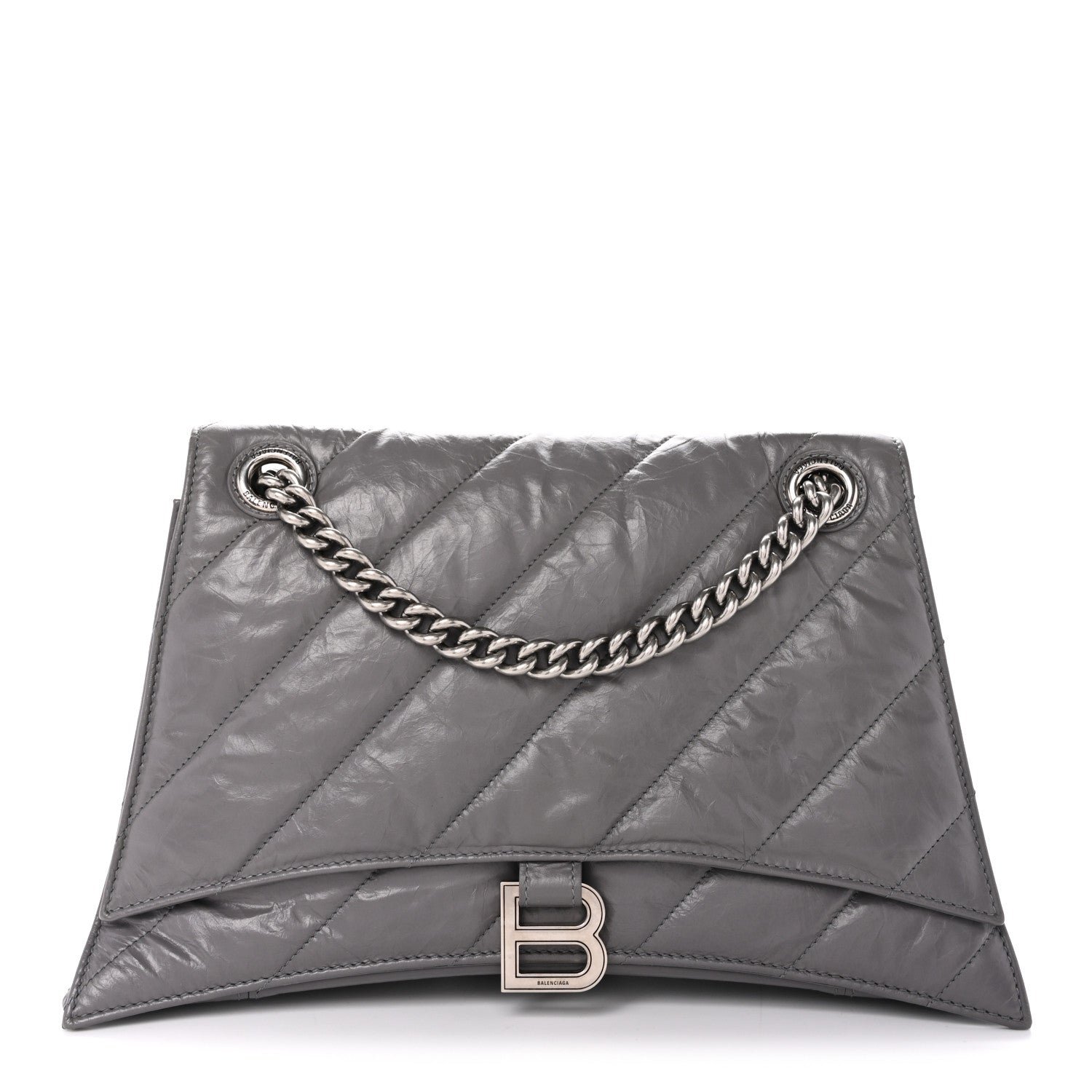 Balenciaga Crushed Calfskin Quilted Medium Crush Chain Bag Dark Grey