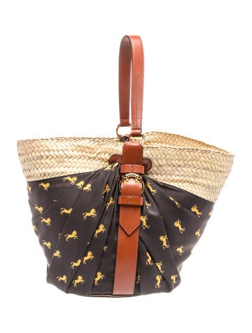 Chloe Straw Panier Basket Bag Medium