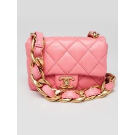 Chanel Pink Quilted Lambskin Leather Small Funky Town Flap Bag