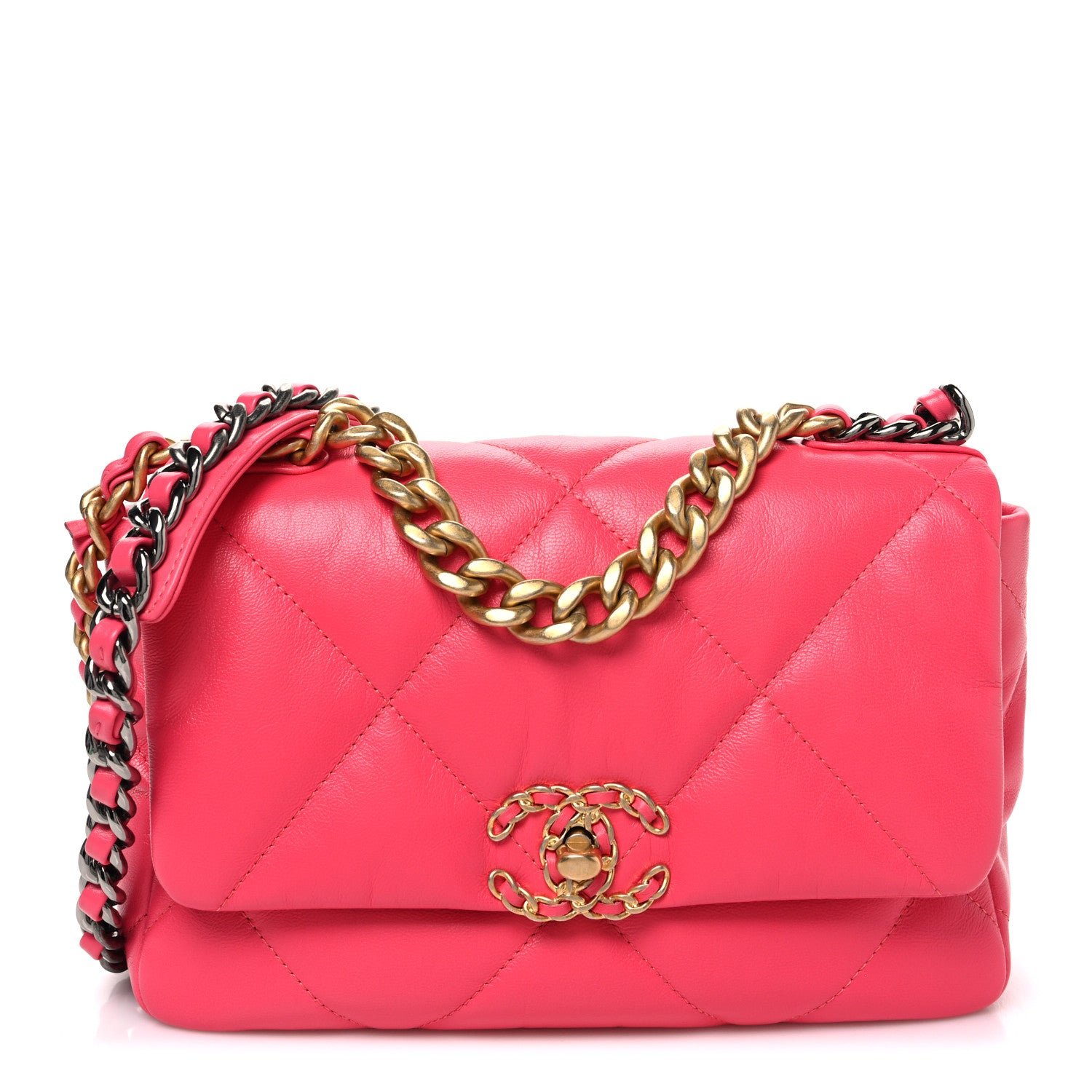 Chanel Goatskin Quilted Medium Chanel 19 Flap Pink