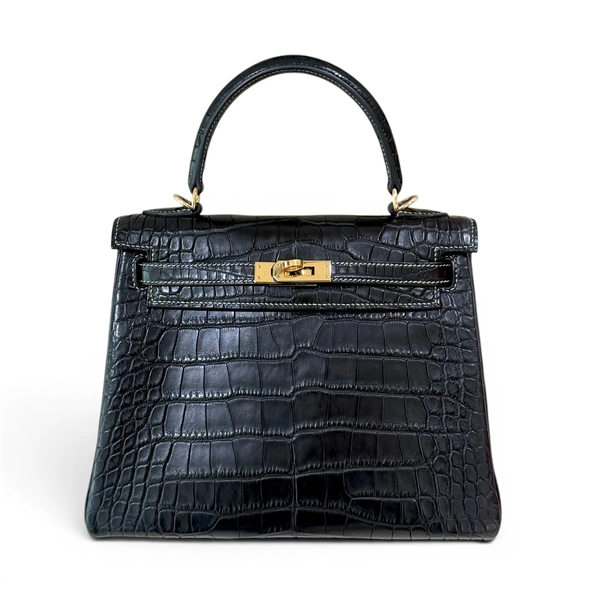 Hermes Special Order Kelly 25 HSS Noir (89) Matte Alligator Permabrass hardware U (2022)