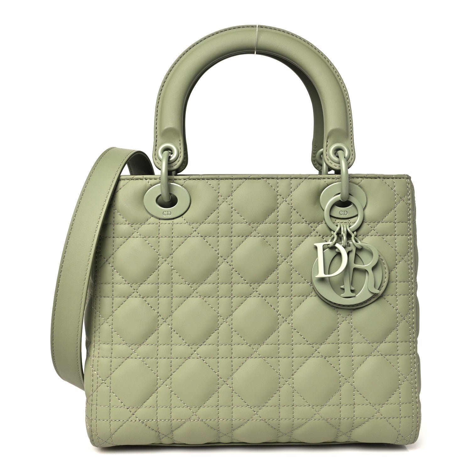 Christian Dior Ultra Matte Calfskin Cannage Medium Lady Dior Green