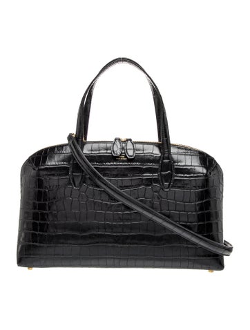 Embossed Leather Top Handle Bag