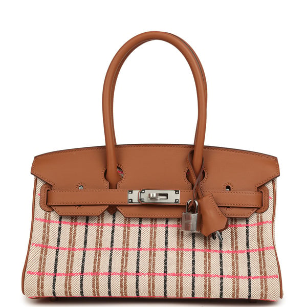Hermes Hermes Shoulder Birkin Light 29 Multicolor Toile and Gold Swift Palladium Hardware