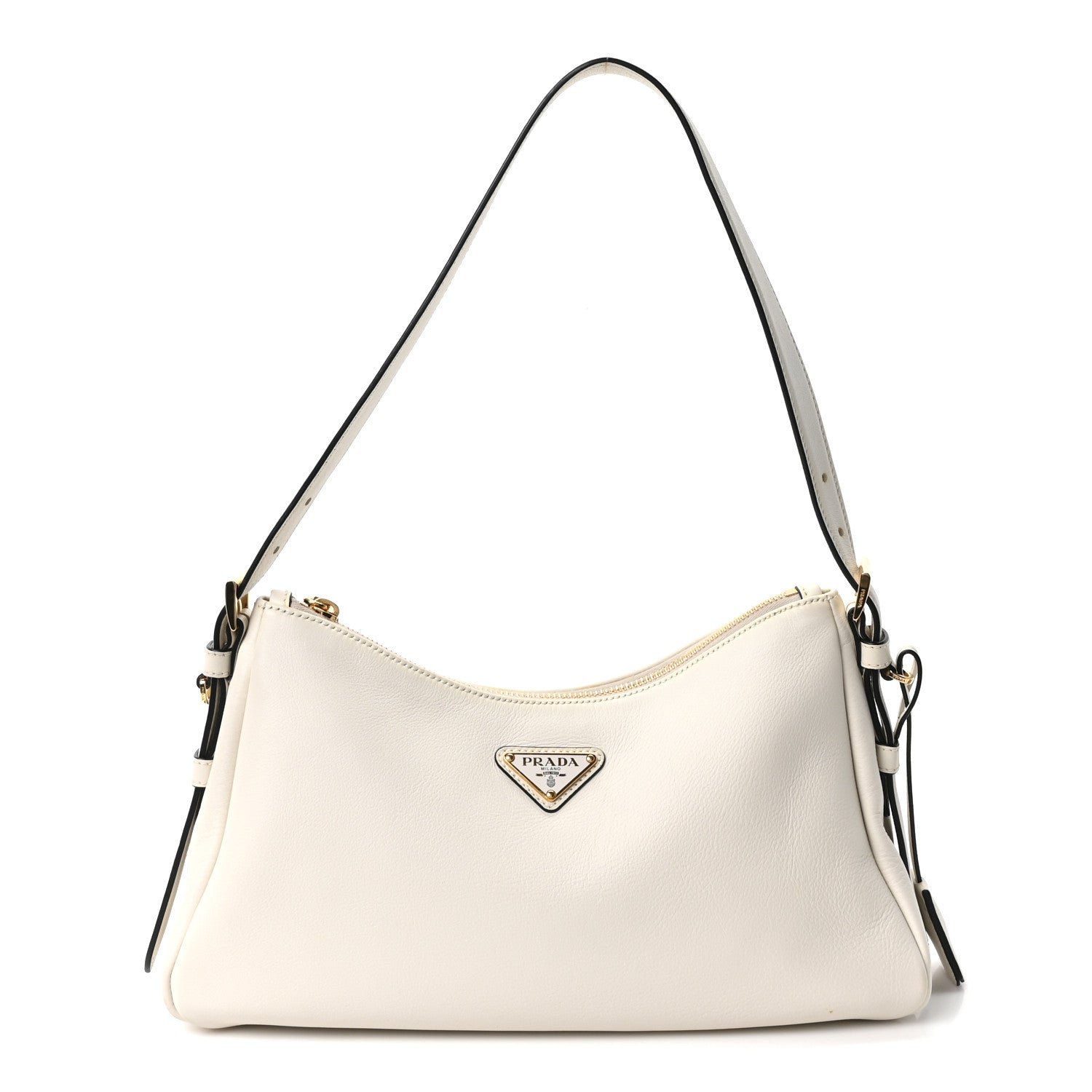 Prada Soft Calfskin Medium Aimee Shoulder Bag White
