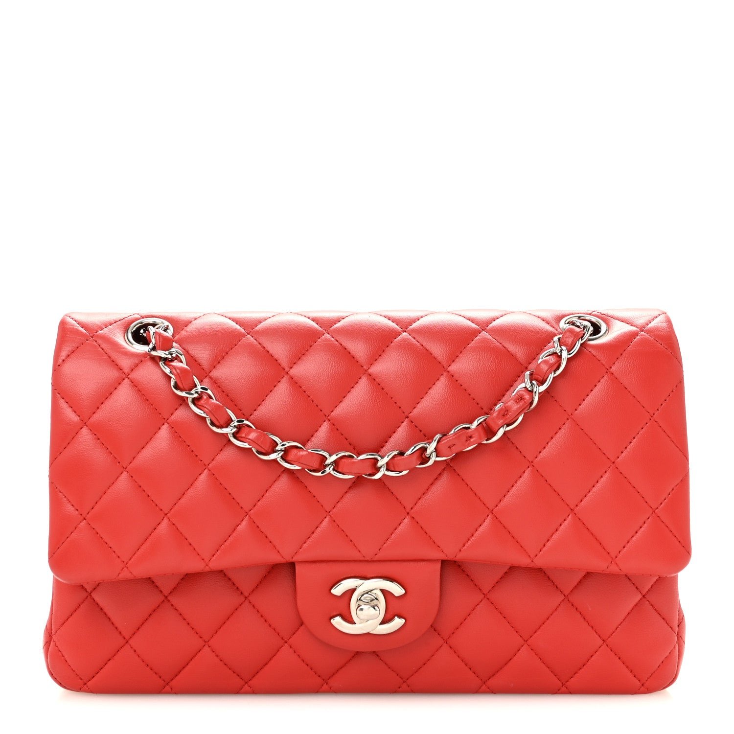 Chanel Lambskin Quilted Medium Double Flap Red