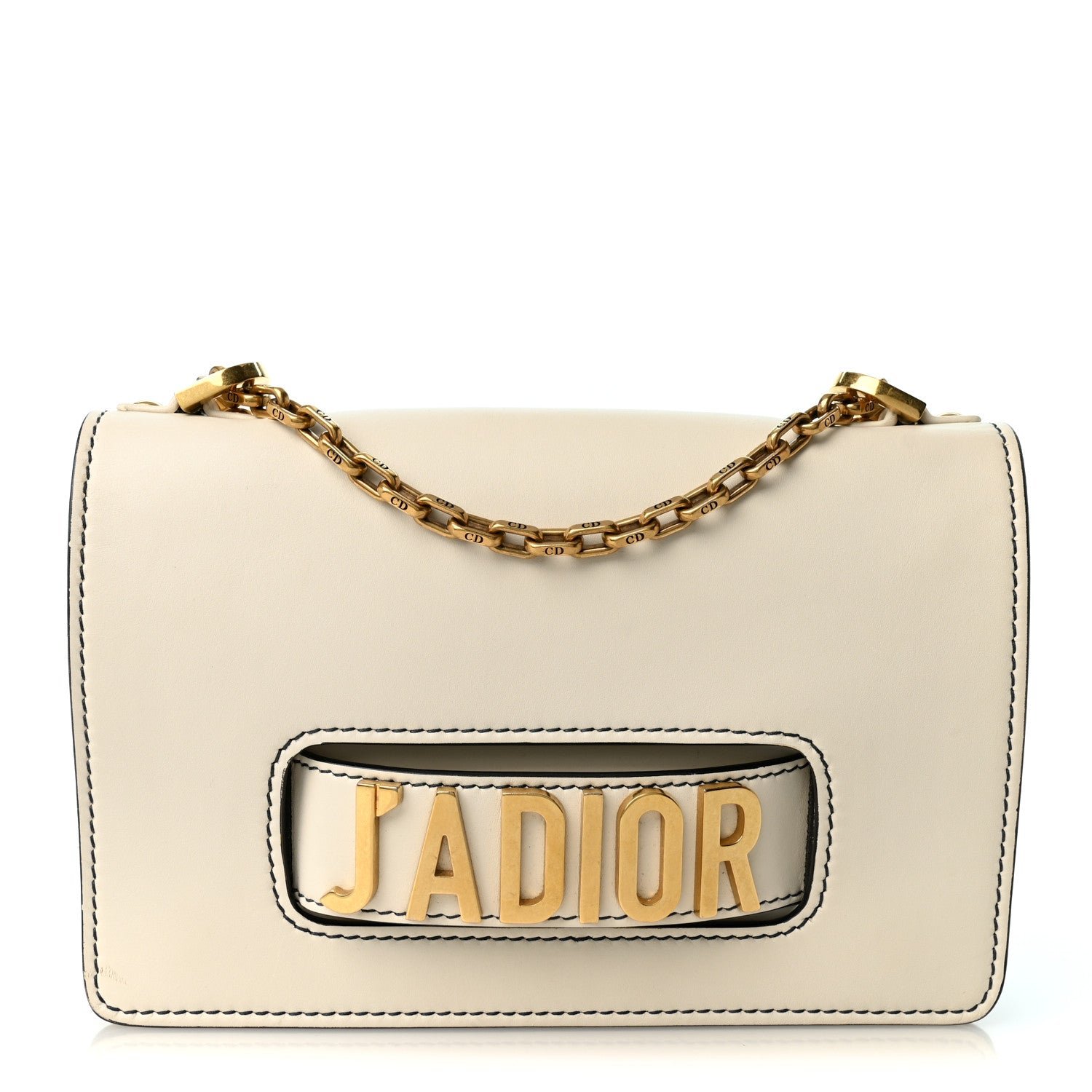 Dior Calfskin J'Adior Chain Flap Bag Off White