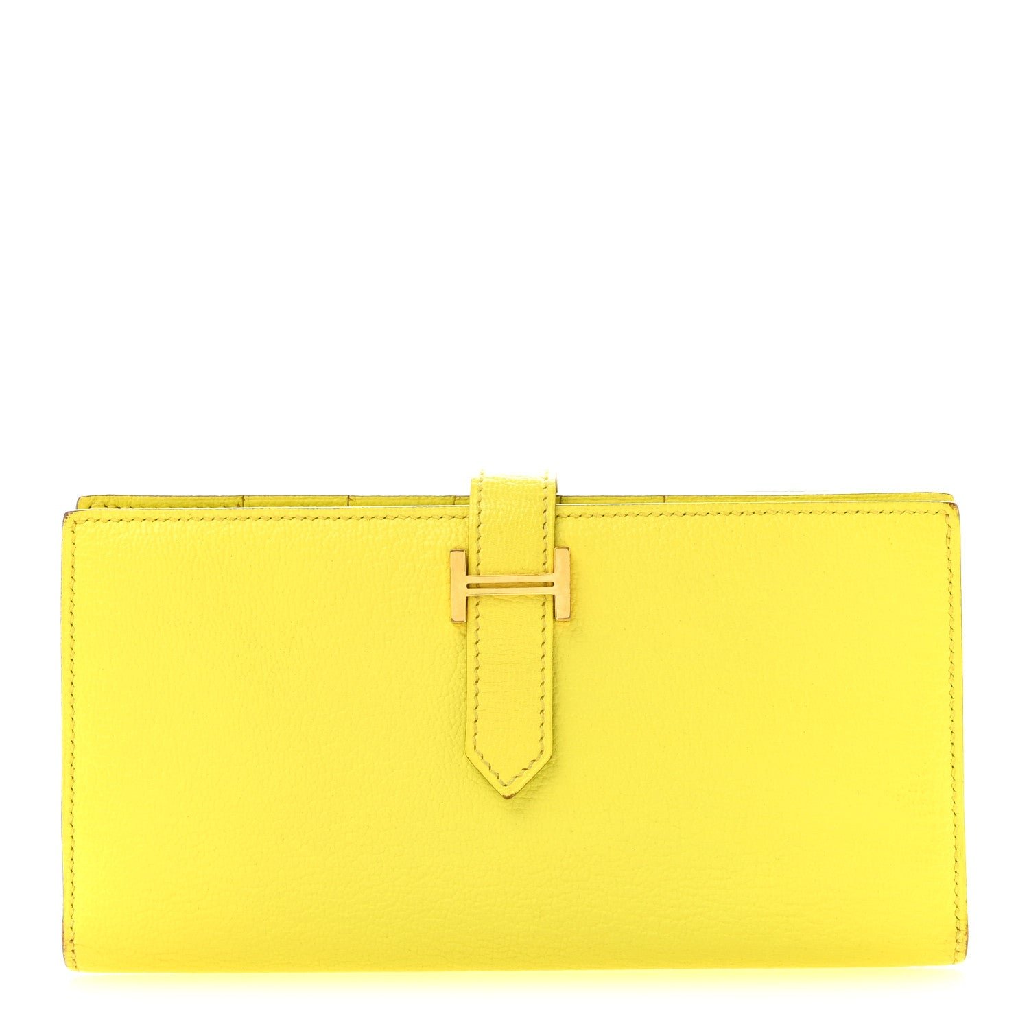 Hermes Chevre Mysore Bearn Gusset Wallet Lime