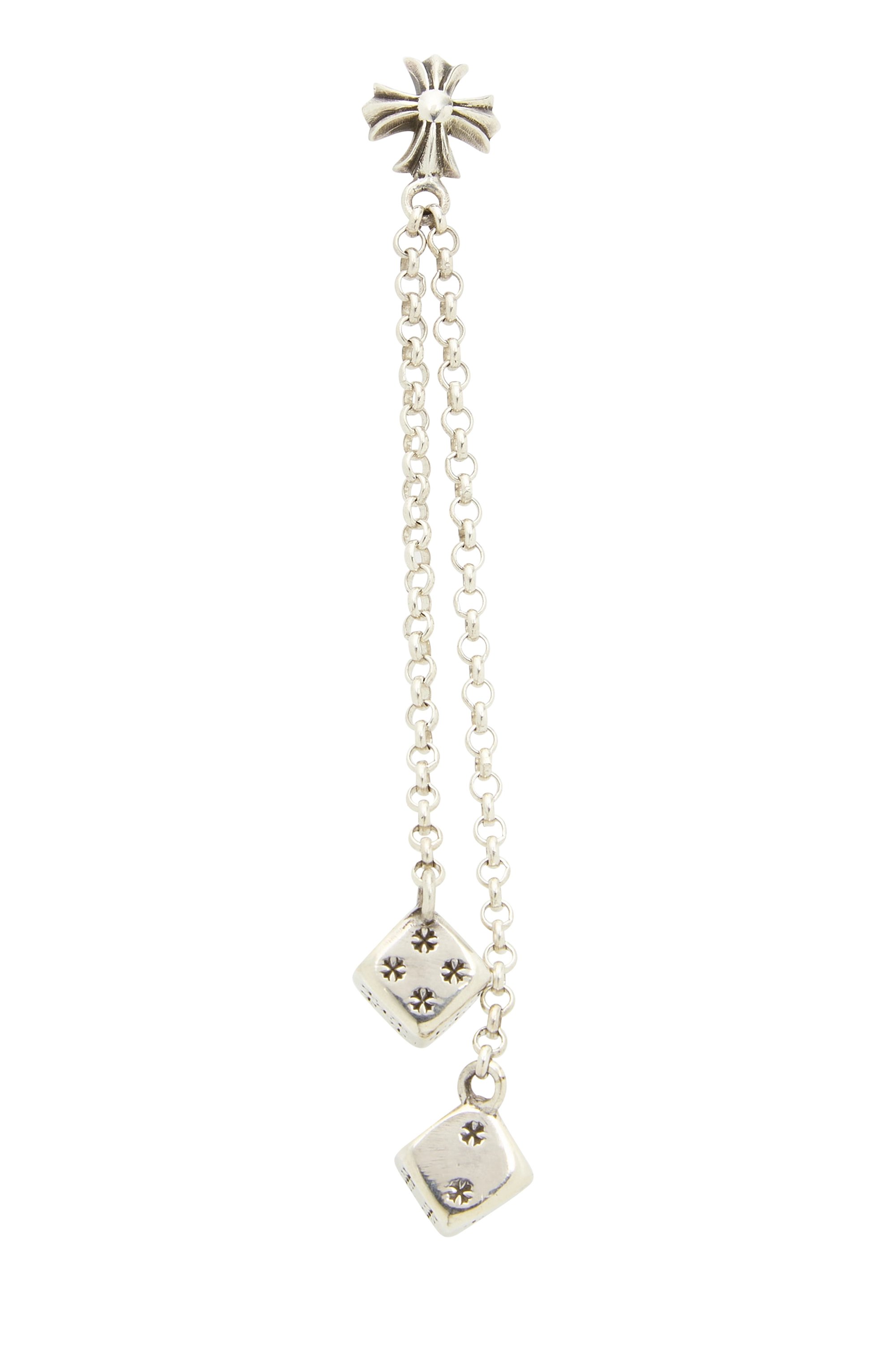Chrome Hearts Silver Double Dice Drop Earrings