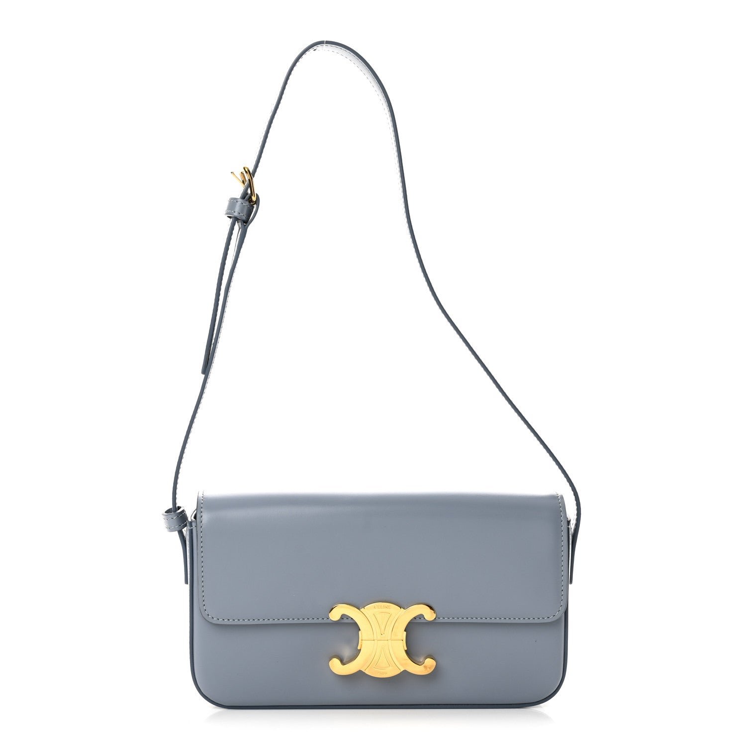 Celine Shiny Calfskin Triomphe Shoulder Bag California Blue