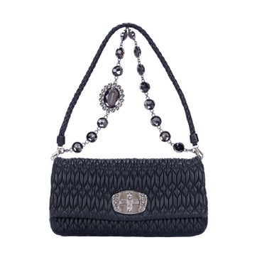 Leather Crystal Cloqué Clutch