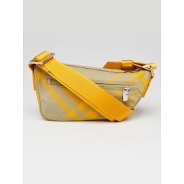 Burberry Burberry Yellow Check Nylon Shield Crossbody Bag
