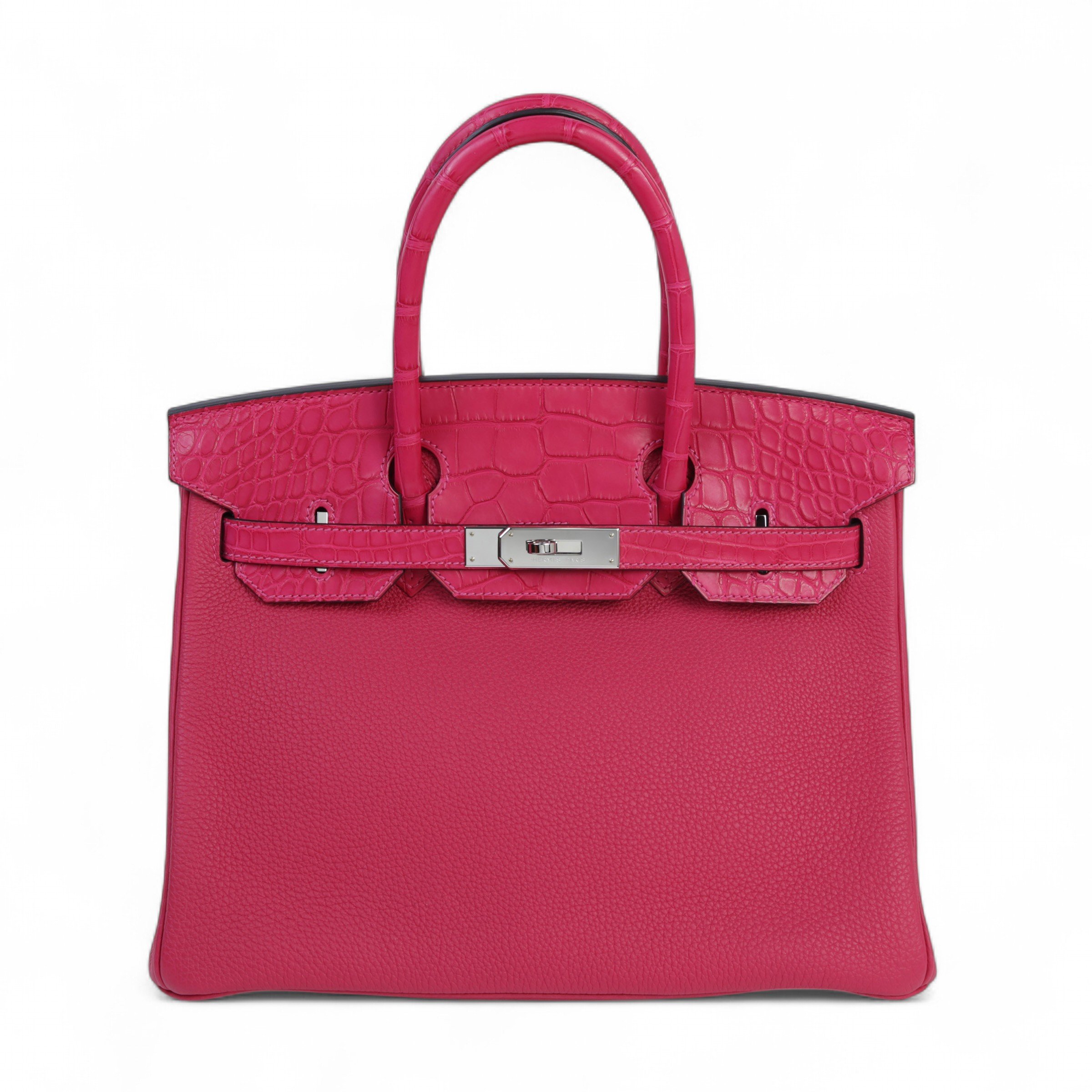 Very Good ( Rank A) HERMÈS Birkin 30 Touch Framboise (90) Matte Alligator Togo Palladium hardware Z (2021)