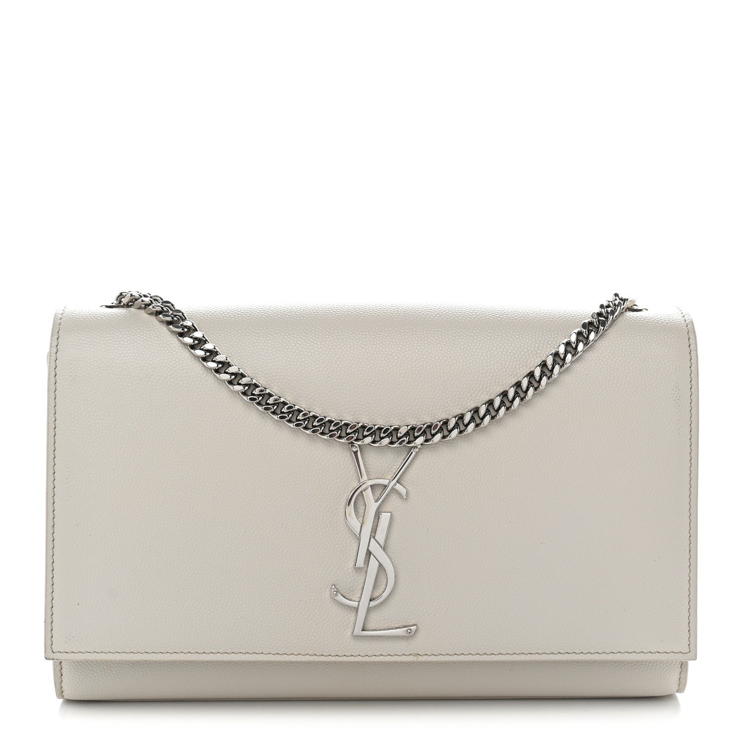 Saint Laurent Saint Laurent Grain De Poudre Medium Classic Monogram Kate Satchel Icy White