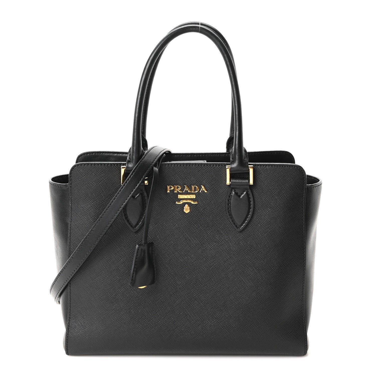 Prada Saffiano Soft Calfskin Small Zippered Tote Black