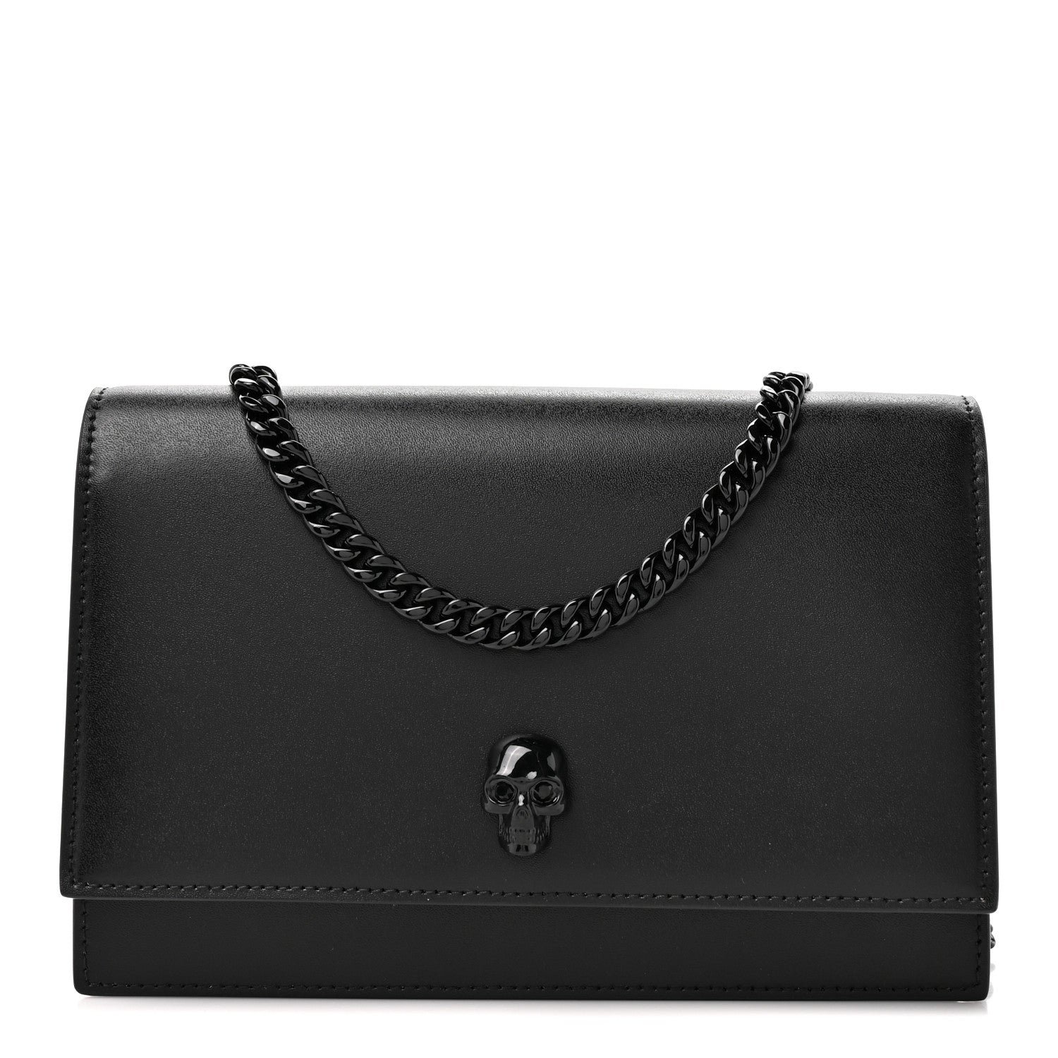 Alexander McQueen Calfskin Skull Small Crossbody Bag Black