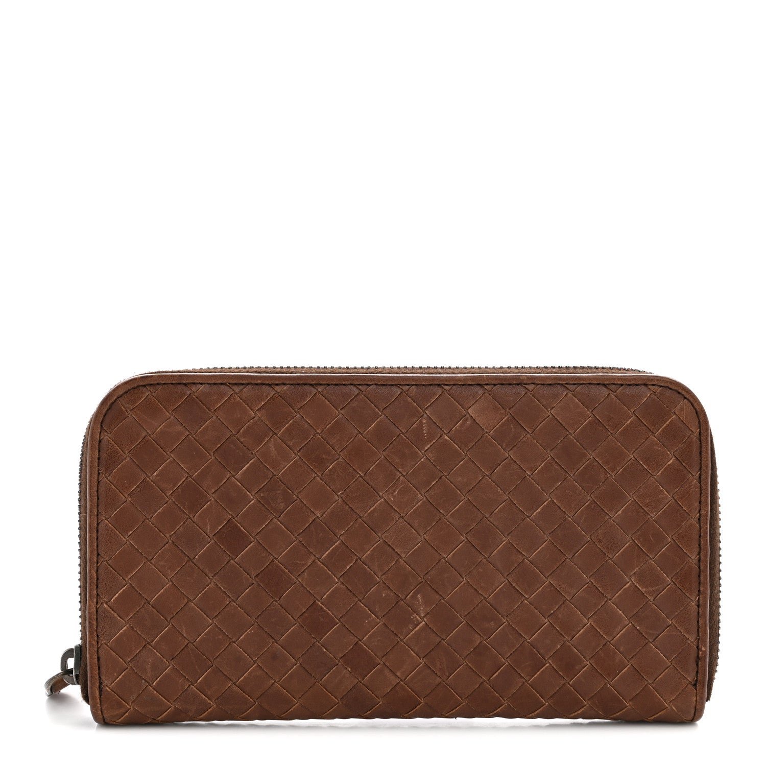 Bottega Veneta Nappa Intrecciato Zip Around Wallet Brown