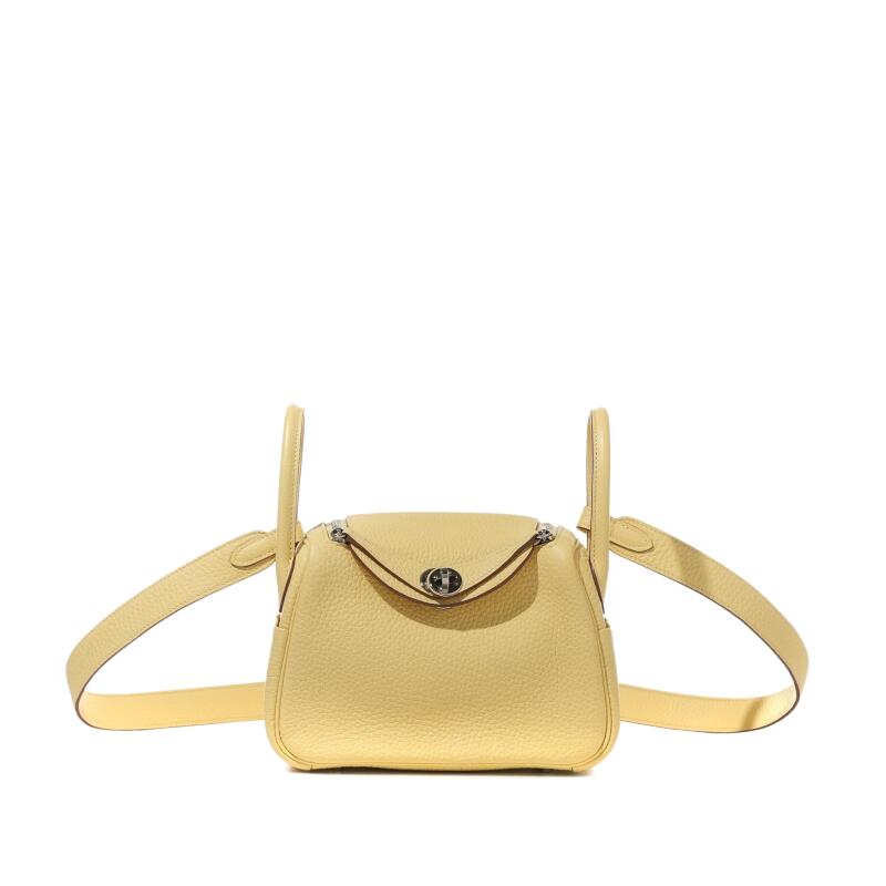 Hermes Jaune Poussin and Nata Clemence Verso Mini Lindy 20 Palladium Hardware, 2021
