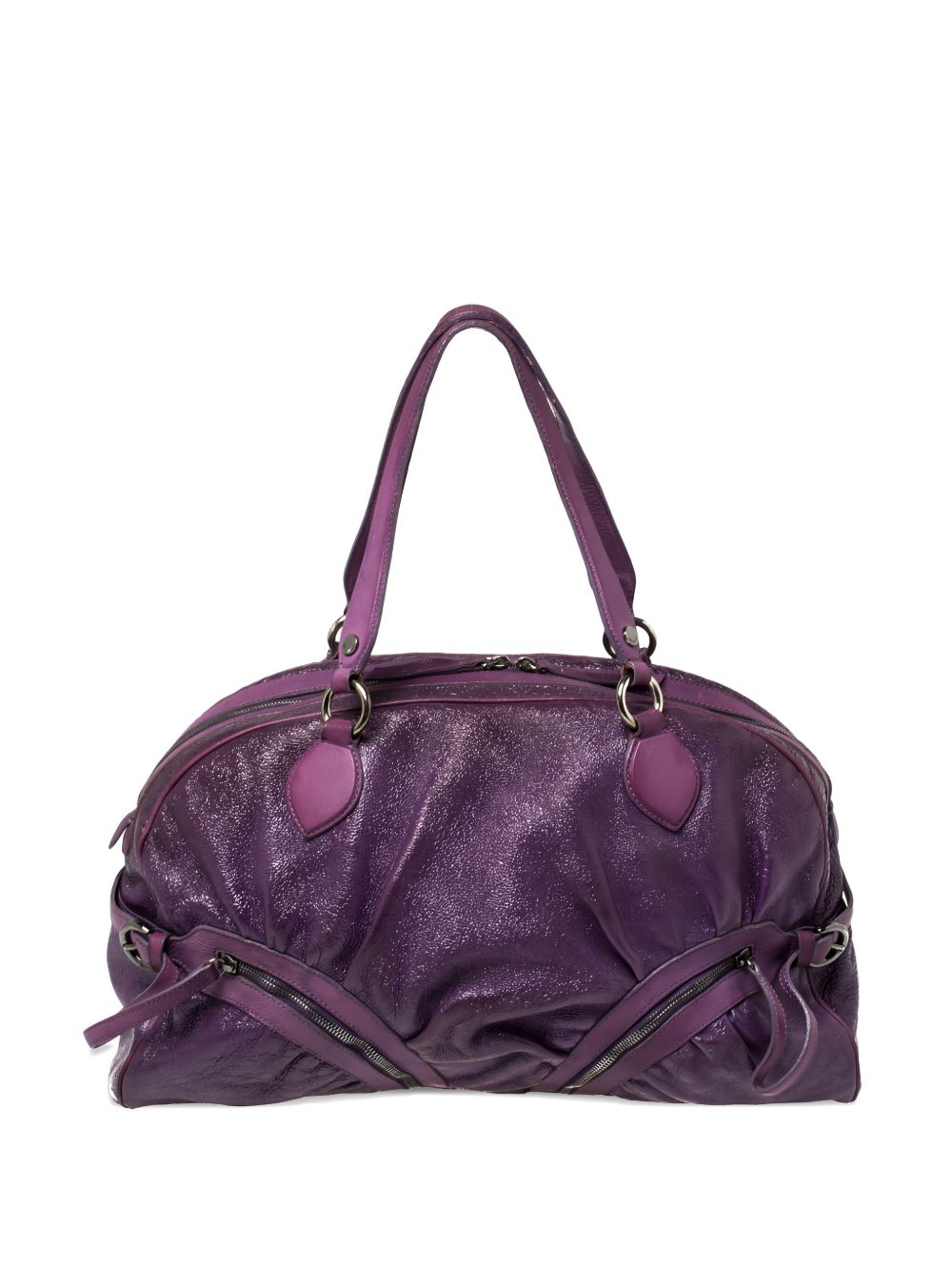 draped-design leather tote bag