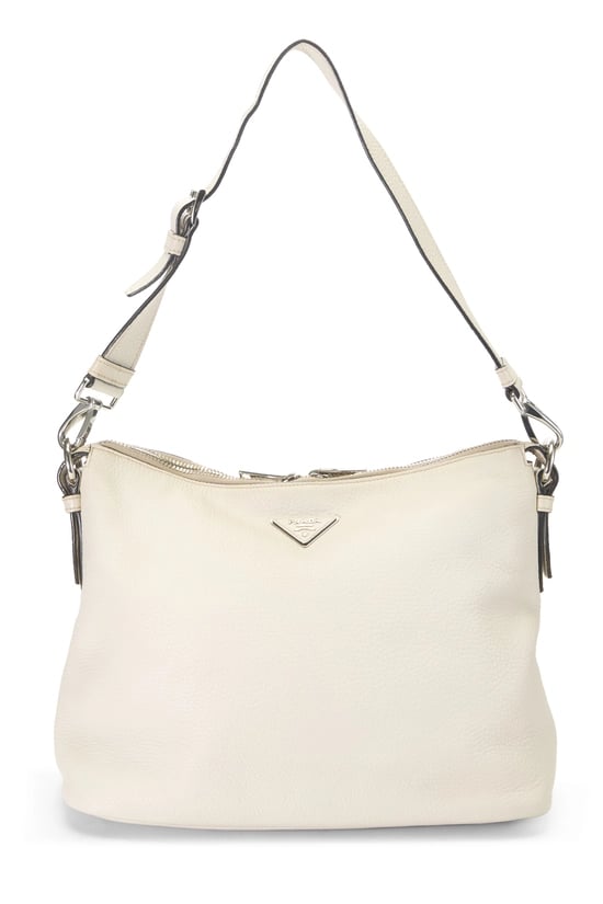 White Vitello Daino Hobo Medium