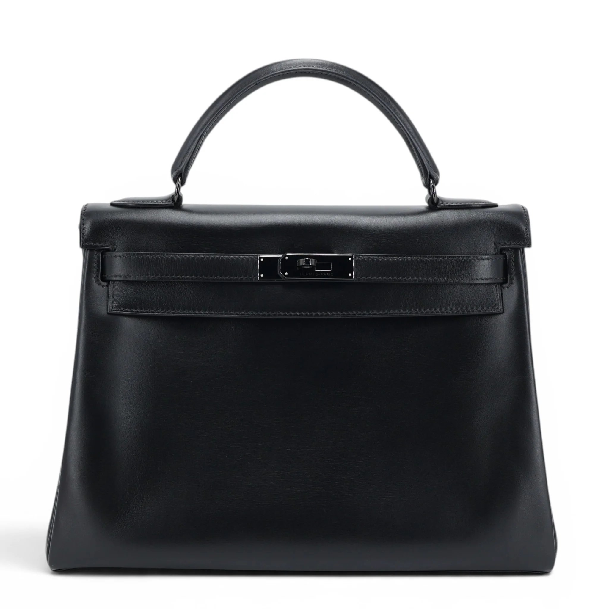 Hermes Limited Edition Kelly 32 So Black Noir (89) Box-calf Black hardware Square N (2010)