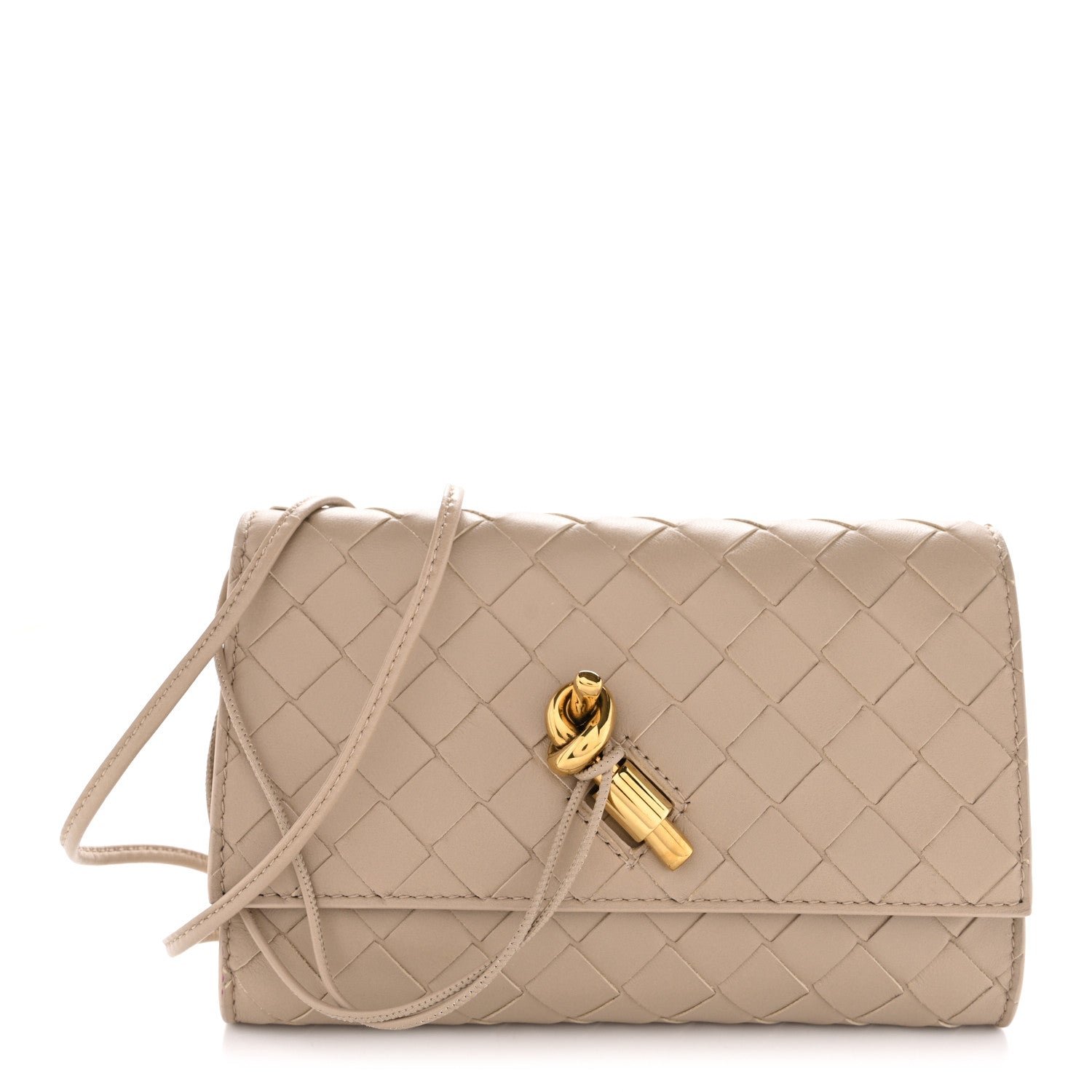 Bottega Veneta Nappa Intrecciato Andiamo Pouch On Strap Ecru