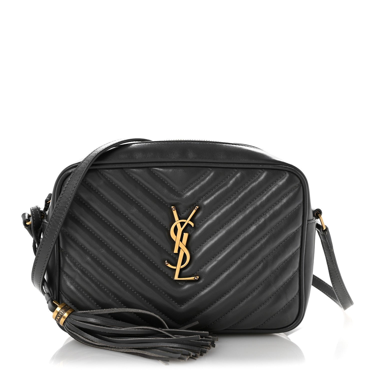 Saint Laurent Calfskin Matelasse Monogram Lou Camera Bag Dusty Grey
