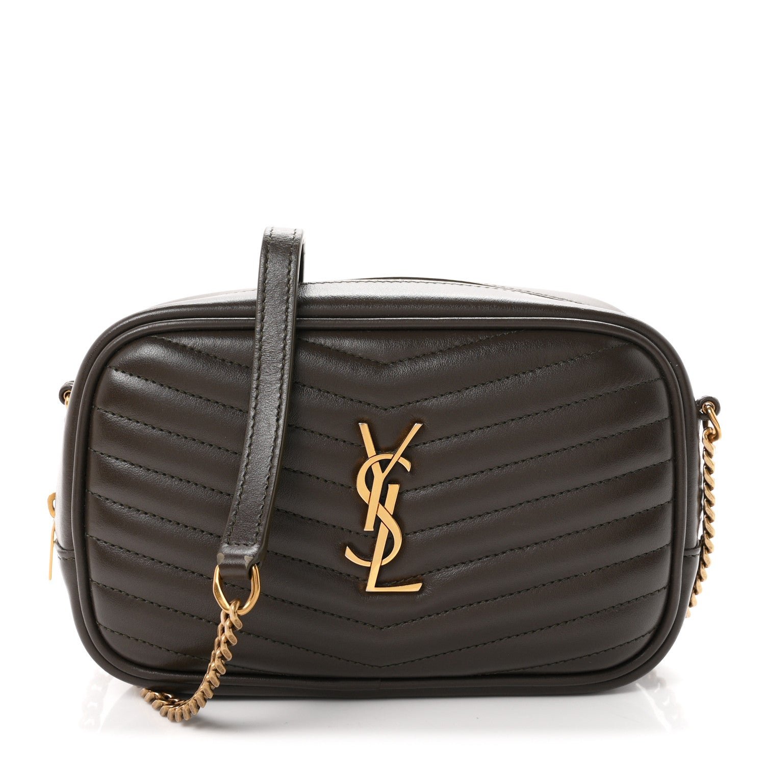 Saint Laurent Calfskin Matelasse Monogram Mini Lou Camera Bag Light Musk