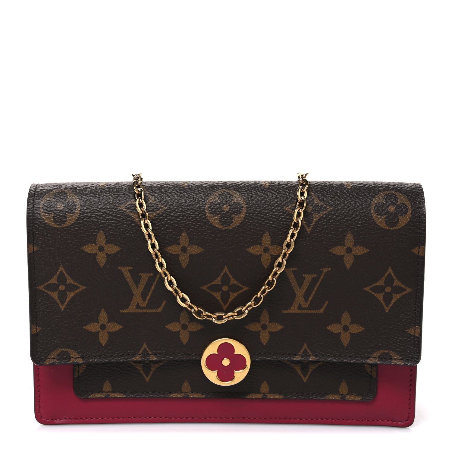 Louis Vuitton Monogram Flore Chain Wallet Fuchsia