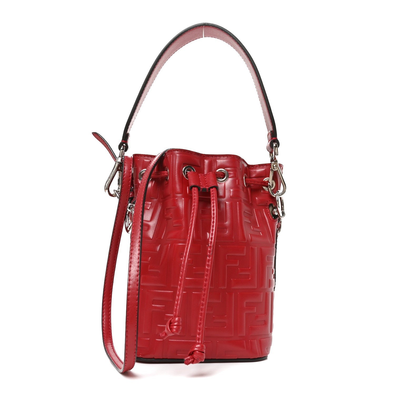 Fendi Vitello Liberty F is Fendi FF 1974 Embossed Mini Mon Tresor Bucket Bag Fragola