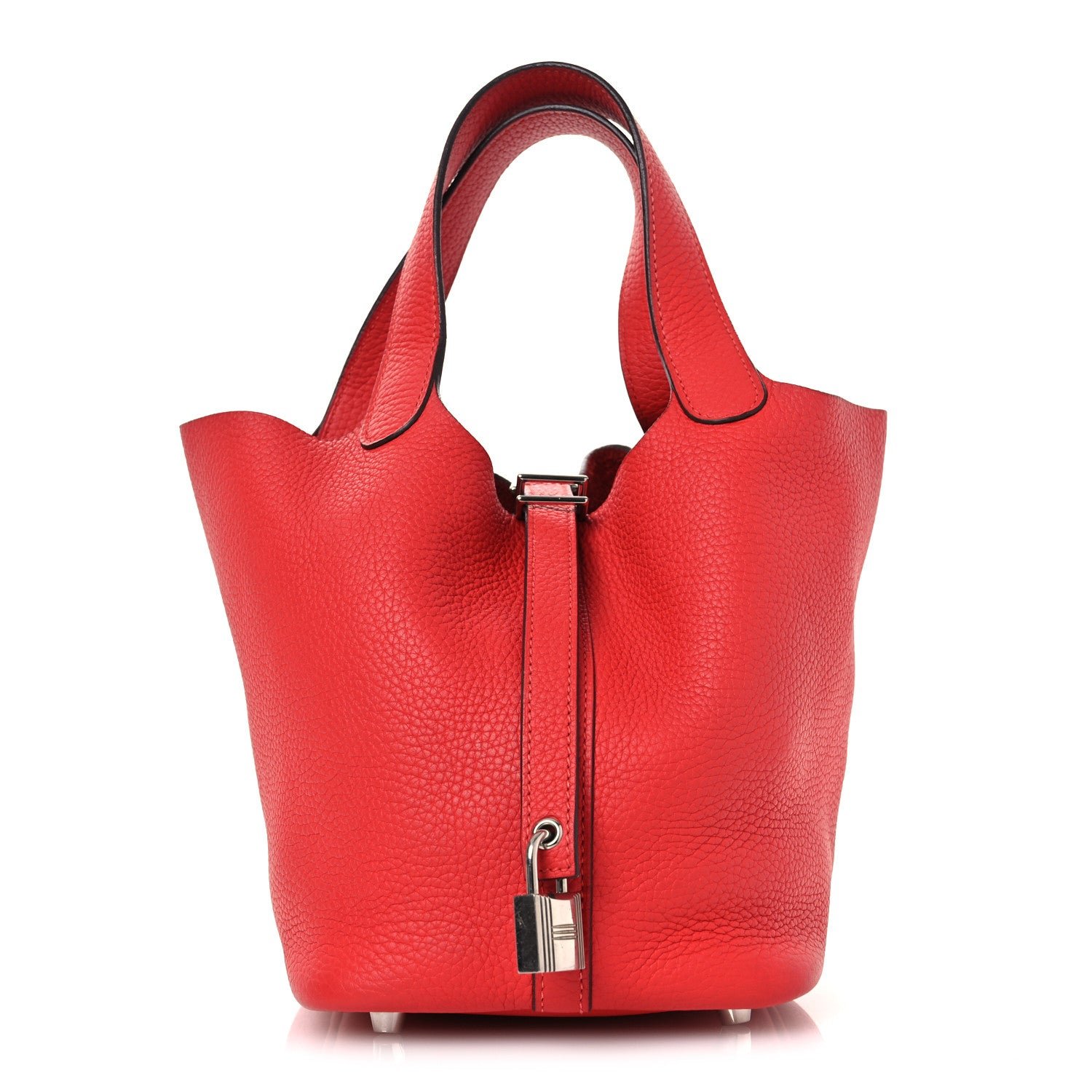 Hermes Taurillon Clemence Picotin Lock 18 PM Rouge Tomate