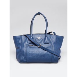 Prada Bluette Vitello Phenix Leather Shopping Tote Bag BN2795