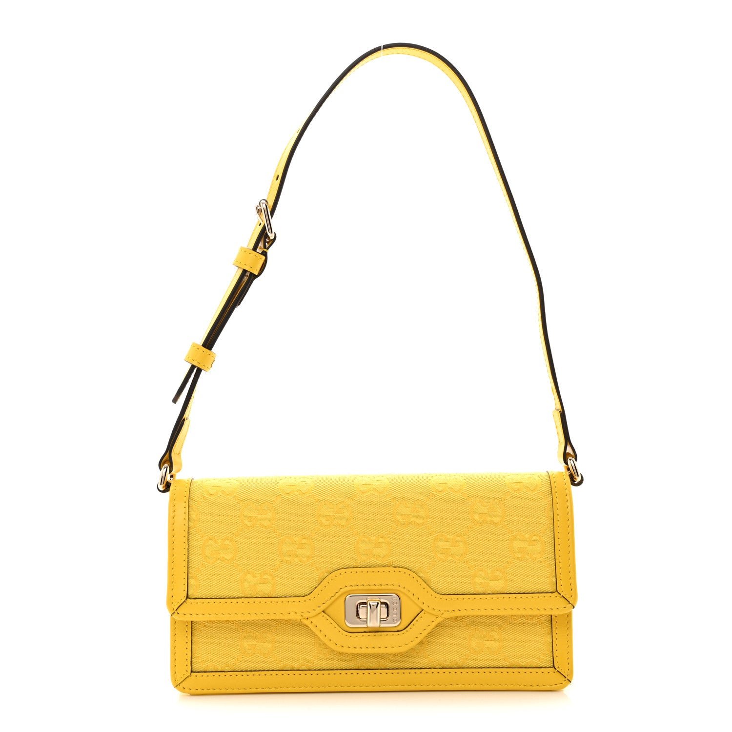 Gucci GG Monogram Scratch Lux Calfskin Mini Luce Shoulder Bag Yellow