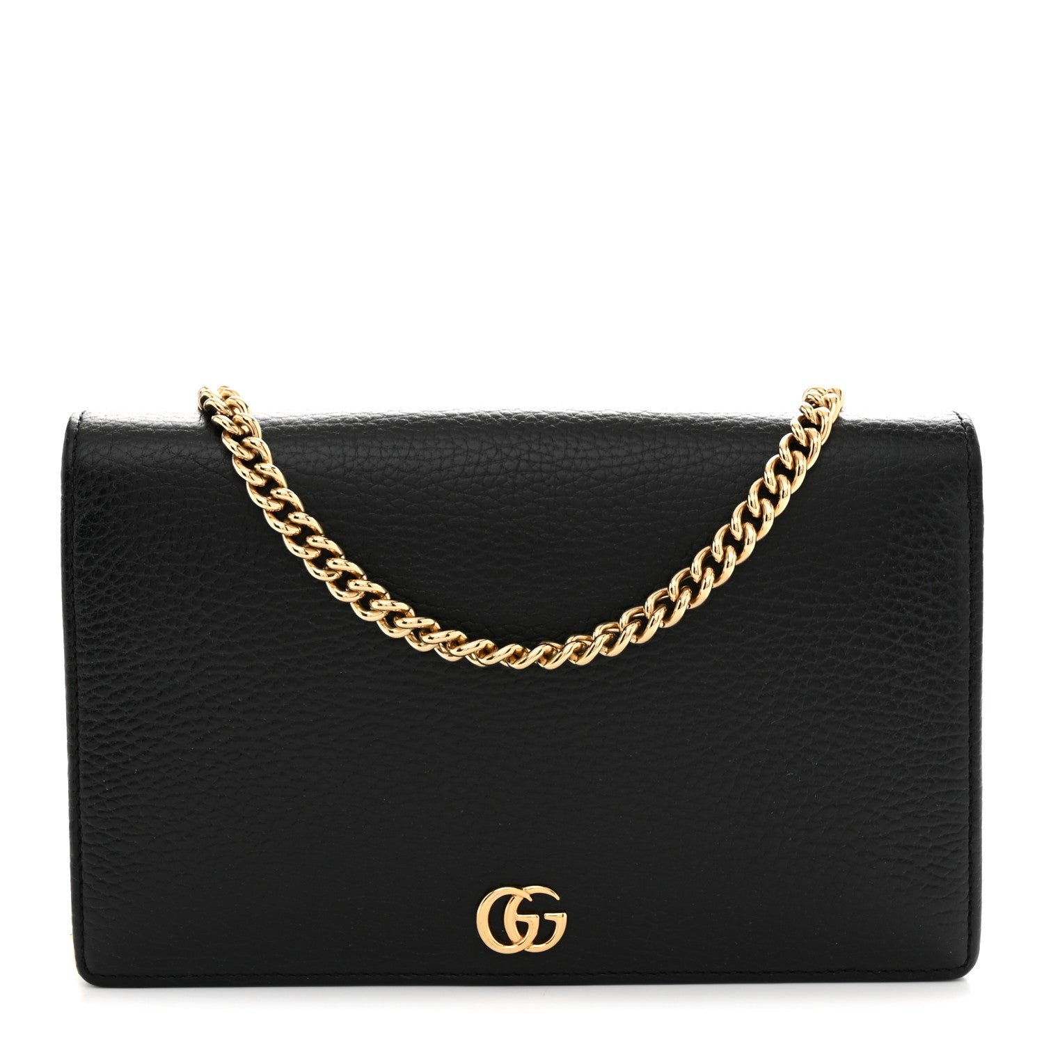 Gucci Calfskin Mini GG Marmont Chain Wallet Black