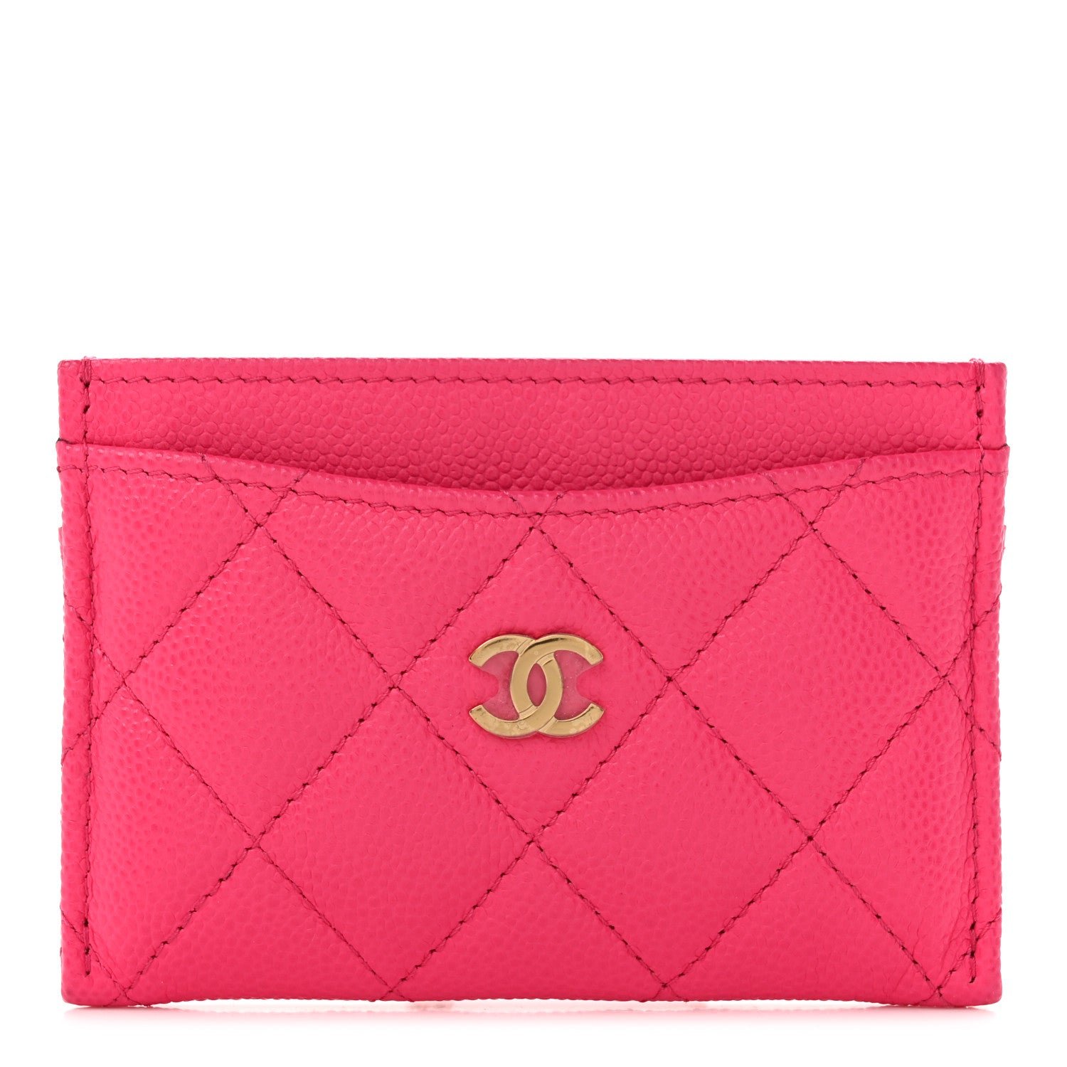 Chanel Caviar Quilted Card Holder Fuchsia