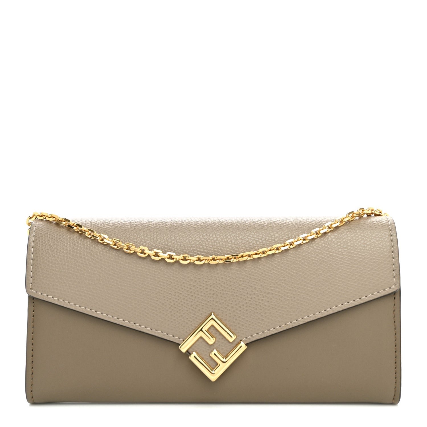 Fendi Vitello King Cruise FF Diamonds Continental Envelope Wallet On Chain Gianduia